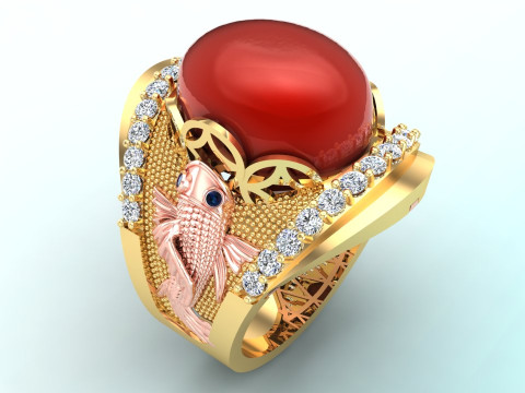 Carp ring - Mens ring - N1014 3D printmodel