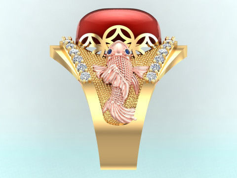 Carp ring - Mens ring - N1014 Modèles 3D en vedette