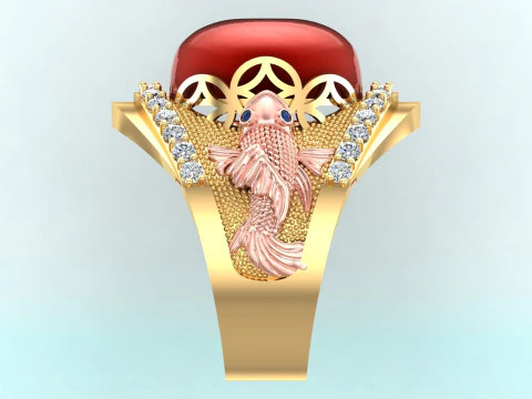 Carp ring - Mens ring - N1014 3D Print Model