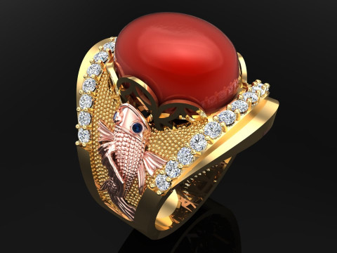 Carp ring - Mens ring - N1014 Modèles 3D en vedette