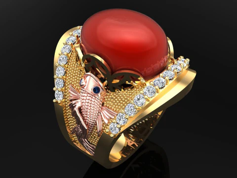 Carp ring - Mens ring - N1014 3D Print Model