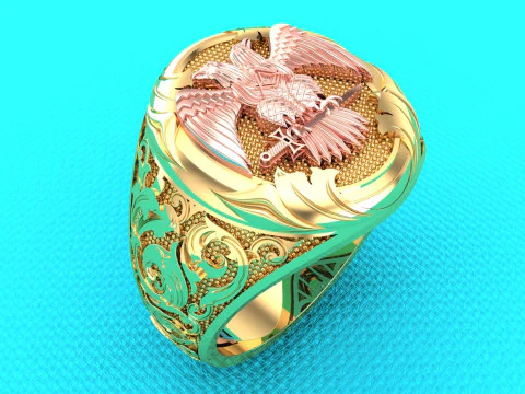 Cincin elang - Cincin Pola - Cincin Patung - N848 Model Cetak 3D