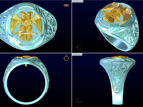 Eagle ring - Pattern Ring - Sculpture ring - N848A Model Cetak 3D