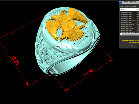 Eagle ring - Pattern Ring - Sculpture ring - N848A Model Cetak 3D