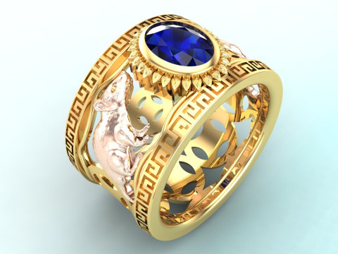 Double Mouse rings - Mouse ring - Mens ring - N406 3D printmodel