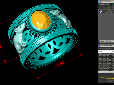 Double Mouse rings - Mouse ring - Mens ring - N406 3D 打印模型