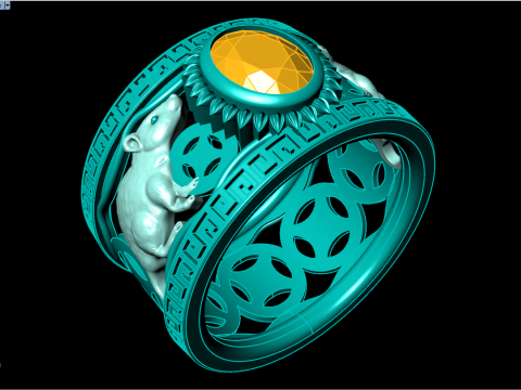 Double Mouse rings - Mouse ring - Mens ring - N406 3D 打印模型