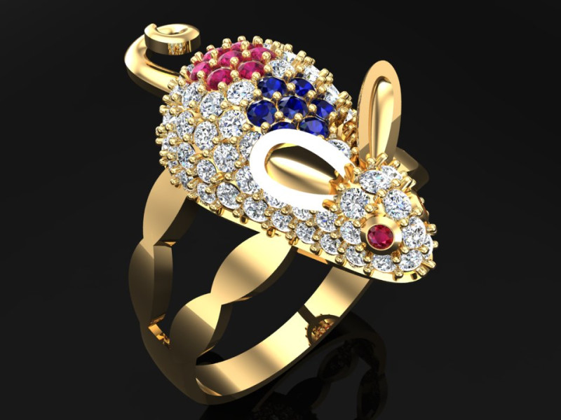 Mouse Ring - Womens rings - N422 3D 打印模型 .c4d .max .obj .3ds .fbx .stl .blend 