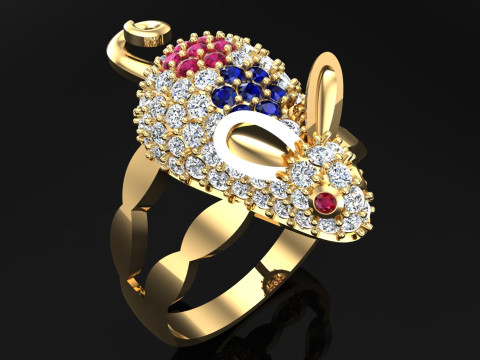 Mouse Ring - Womens rings - N422 Modelo de Impressão 3D