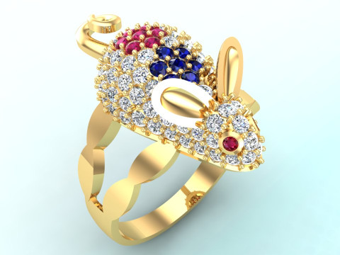 Mouse Ring - Womens rings - N422 3D 打印模型