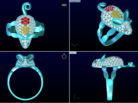 Mouse Ring - Womens rings - N422 3D 打印模型