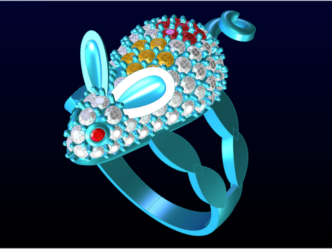 Mouse Ring - Womens rings - N422 3D 打印模型