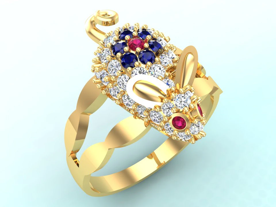 Mouse ring - Womens rings - N507 3D Print Model .c4d .max .obj .3ds .fbx .stl .blend 