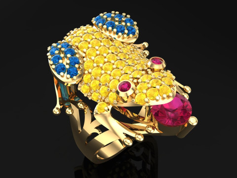 Toad Ring - Womens Ring - N524 3D 打印模型