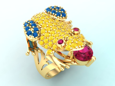 Toad Ring - Womens Ring - N524 3D 打印模型