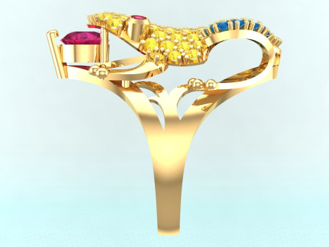 Toad Ring - Womens Ring - N524 3D 打印模型