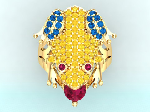 Toad Ring - Womens Ring - N524 3D 打印模型