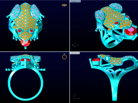 Toad Ring - Womens Ring - N524 3D Print Model