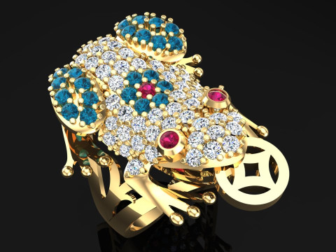 Toad Ring - Womens Ring - N638 3D 打印模型