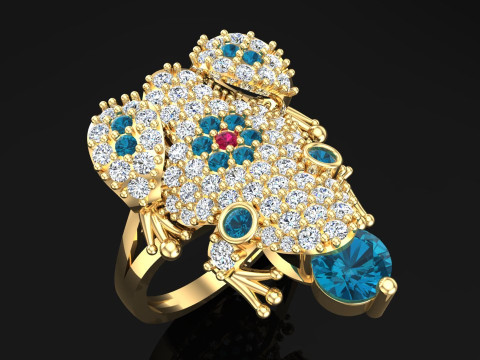 Toad Ring - Womens Ring - N653 3D 打印模型
