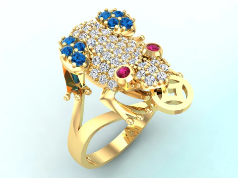 蟾蜍戒指 - 女士戒指 - N808 3D 打印模型