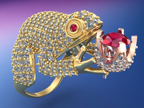 Toad Ring - Womens Rings - N854 3D 打印模型