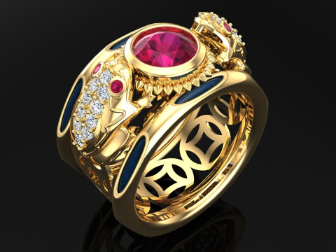 Toad ring - Elephant ring - Mens ring - N945 3D 打印模型