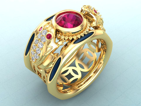 Toad ring - Elephant ring - Mens ring - N945 Modello di stampa 3D