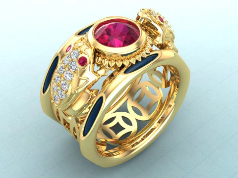 Toad ring - Elephant ring - Mens ring - N945 3D Print Model