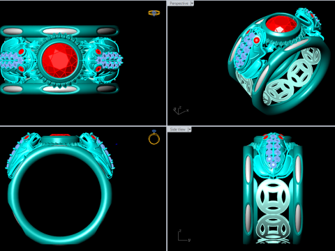 Toad ring - Elephant ring - Mens ring - N945 Modello di stampa 3D
