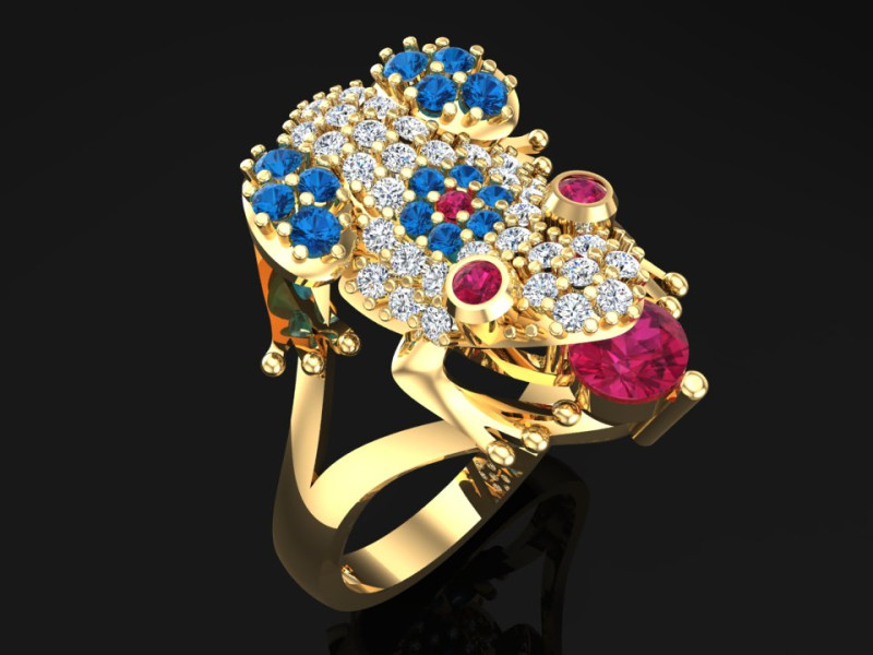 Toad Ring - Womens Ring - N1004 3D Print Model .c4d .max .obj .3ds .fbx .stl .blend 
