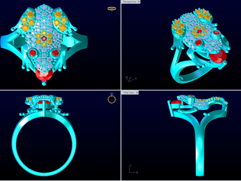 Toad Ring - Womens Ring - N1004 3D Print Model