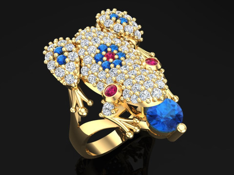 Toad Ring - Womens Ring - N1030 3D 打印模型
