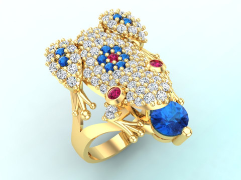 Toad Ring - Womens Ring - N1030 3D 打印模型