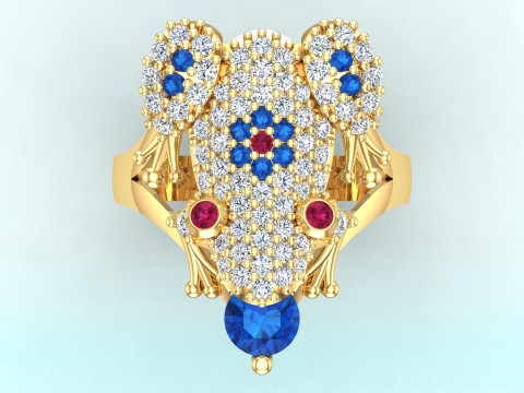 Toad Ring - Womens Ring - N1030 3D 打印模型