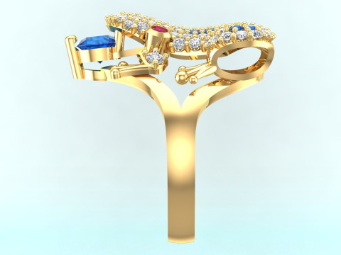 Toad Ring - Womens Ring - N1030 3D 打印模型