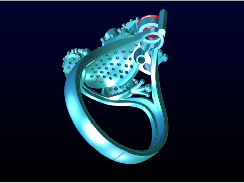 Toad Ring - Womens Ring - N1030 3D 打印模型