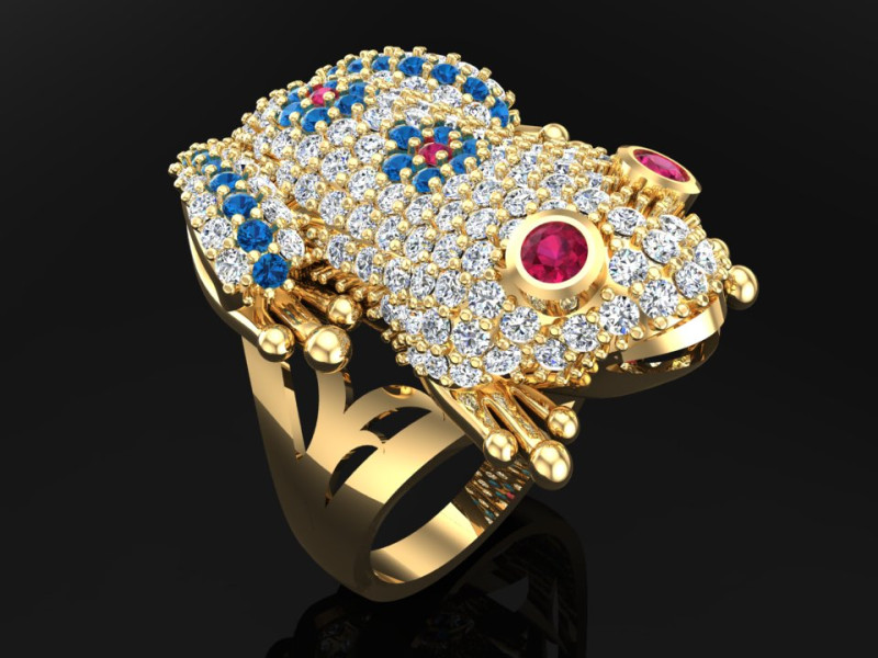 Toad Ring - Womens Ring - N1150 3D Print Model .c4d .max .obj .3ds .fbx .stl .blend 