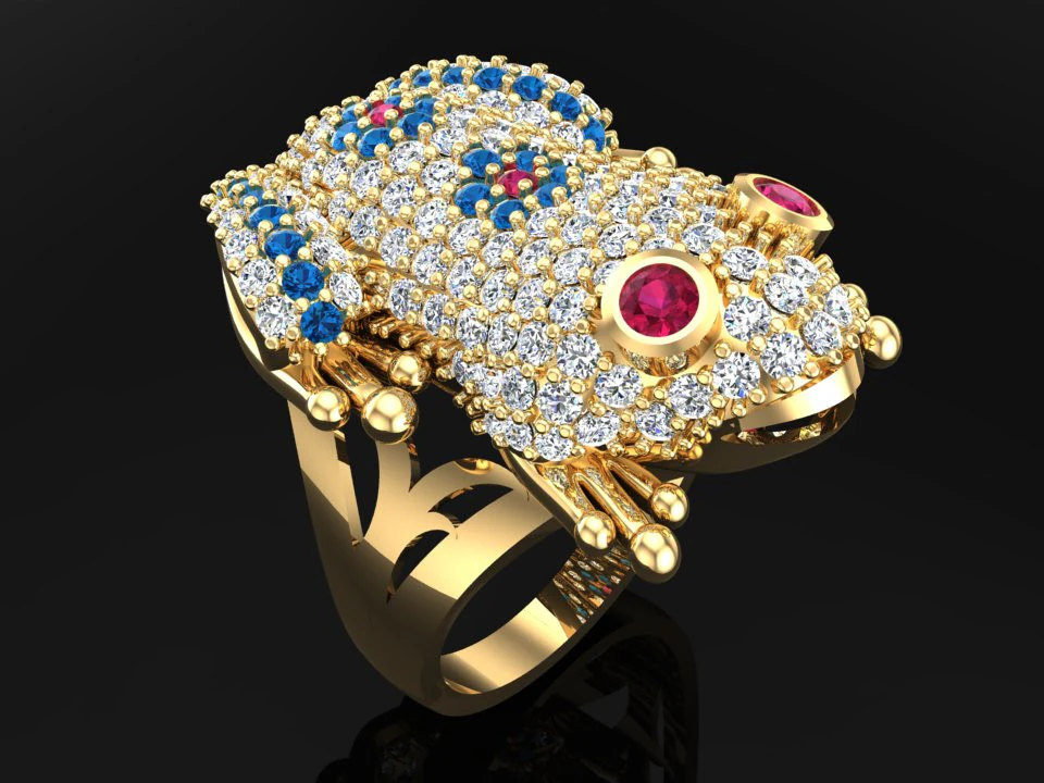 Toad Ring - Womens Ring - N1150 3D Print Model .c4d .max .obj .3ds .fbx .stl .blend 