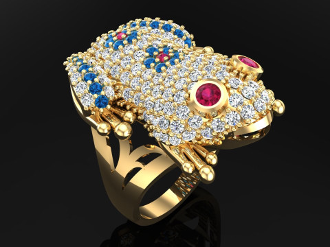Toad Ring - Womens Ring - N1150 3D 打印模型
