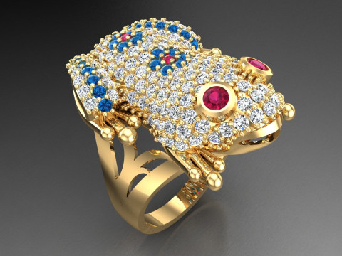 Toad Ring - Womens Ring - N1150 3D Print Model