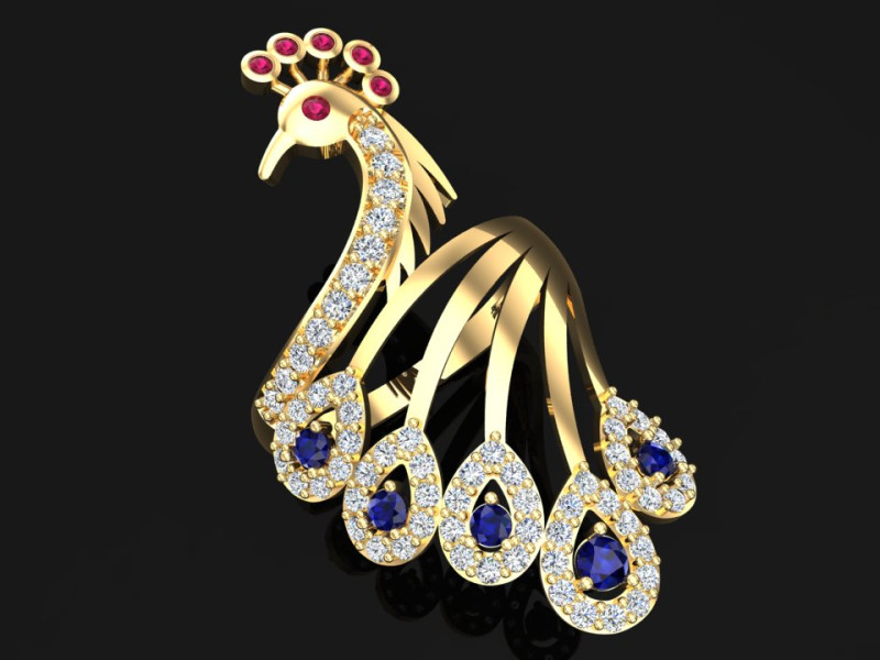 Peacock ring - Bird ring - Womens ring - N655 3D Print Model .c4d .max .obj .3ds .fbx .stl .blend