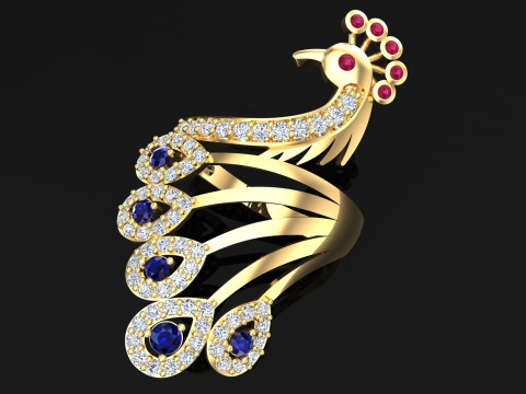 Peacock ring - Bird ring - Womens ring - N655 3D Print Model