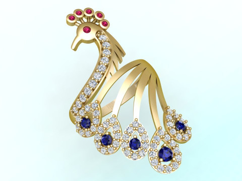 Peacock ring - Bird ring - Womens ring - N655 3D Print Model