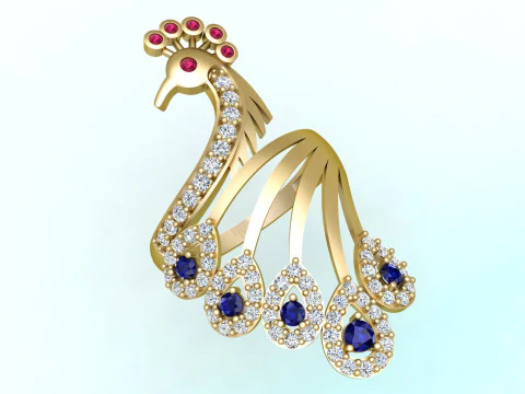 Peacock ring - Bird ring - Womens ring - N655 3D Print Model