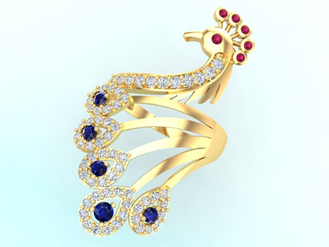 Peacock ring - Bird ring - Womens ring - N655 3D Print Model