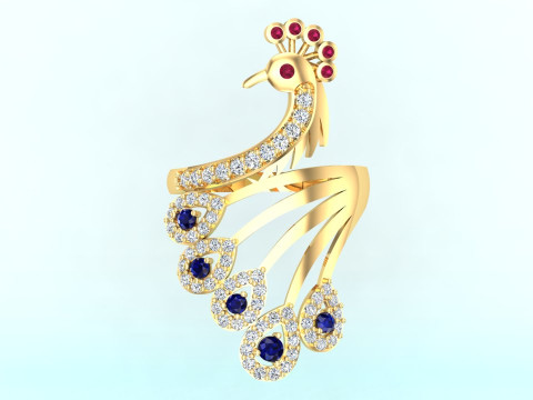 Peacock ring - Bird ring - Womens ring - N655 3D Print Model