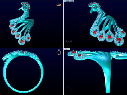 Peacock ring - Bird ring - Womens ring - N655 3D Print Model