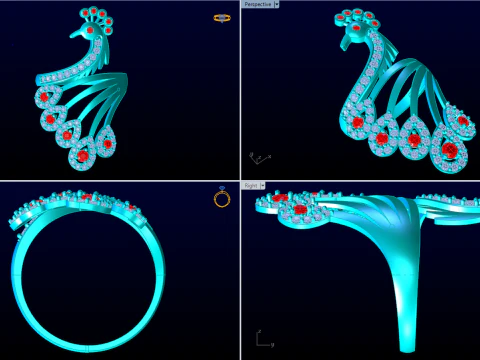Peacock ring - Bird ring - Womens ring - N655 3D Print Model