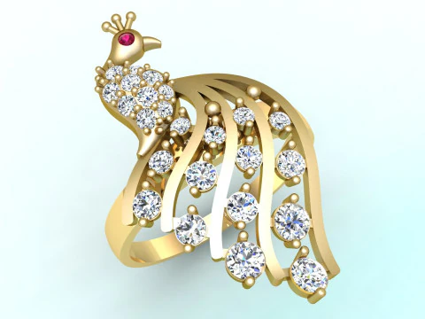 Peacock ring - Bird ring -Womens ring - N709 3D Print Model